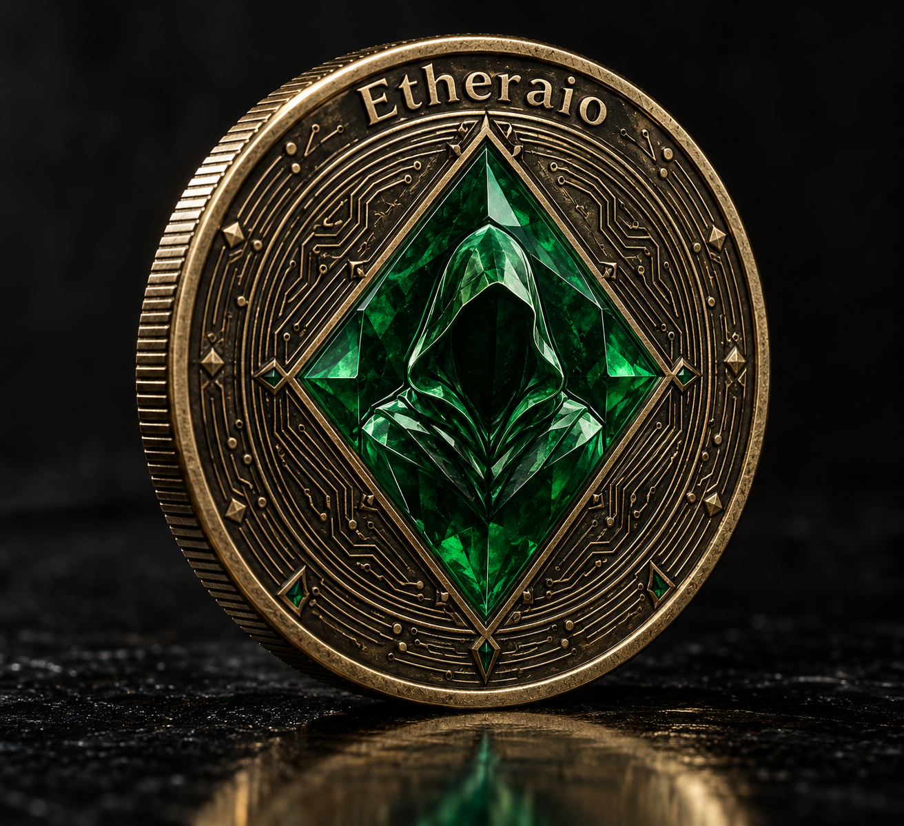 Etheraio antique gold coin artwork
